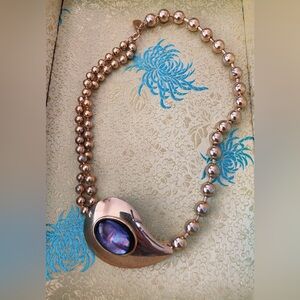 Elegant Purple and Golden Necklace